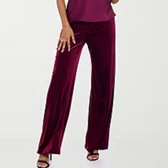 NWT JCPenny Premier Amour Velvet Plum Fitted Boot leg Pants - Picture 2 of 7